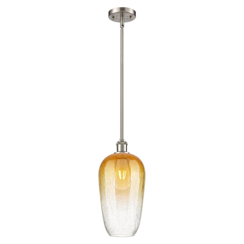 Innovations Lighting Endless Possibilities Ballston - Brookhaven Flute - 1 Light 7" Stem Hung Mini Pendant - Brushed Satin Nickel/Amber