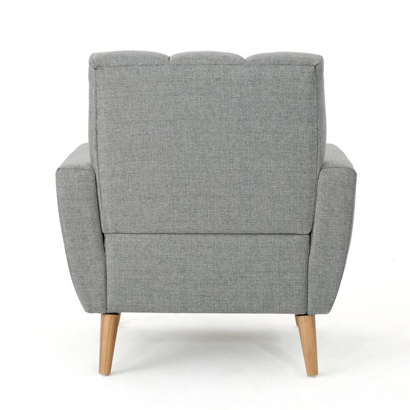 Roomfitters Mid-Century Fabric Club Chair with Channel Stitching, Cushioned Seat and Wooden Legs for Living Room Comfort