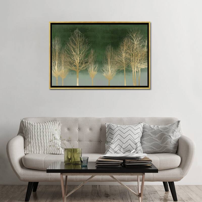 iCanvas "Gold Forest On Green" by Kate Bennett Framed Canvas Print