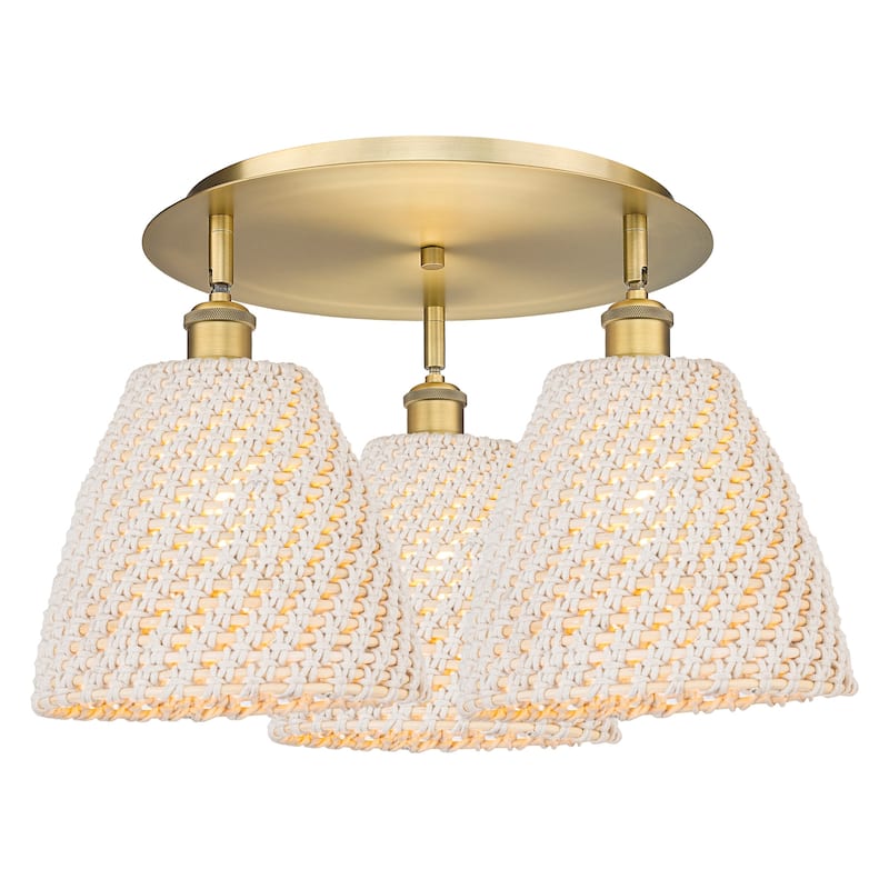 Innovations Lighting 516-3C-14-21 Bristol Natural Semi-Flush Bristol - Brushed Brass / Natural