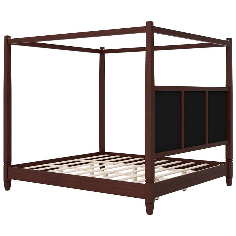 Canopy Platform Bed with Upholstered Headboard by Harper&Bright Designs