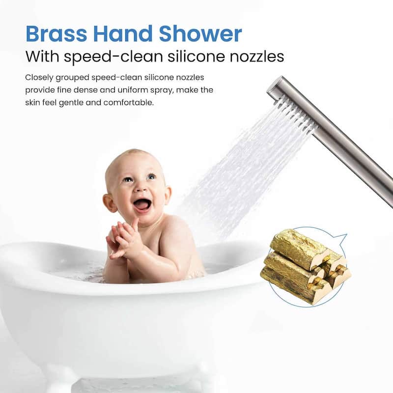 Circular Single Handle Floor Mounted Freestanding Tub Filler With Hand Shower