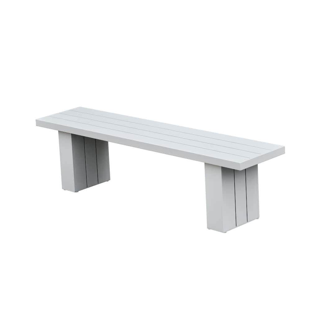 Nash Outdoor Aluminum Dining Bench, Buff