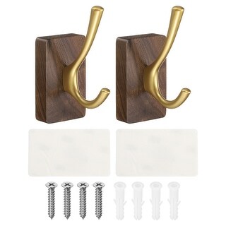 Wood Wall Self Adhesive Hooks Towel Hanger Bracket Heavy Duty Hook for Bedroom Kitchen Coat Robe