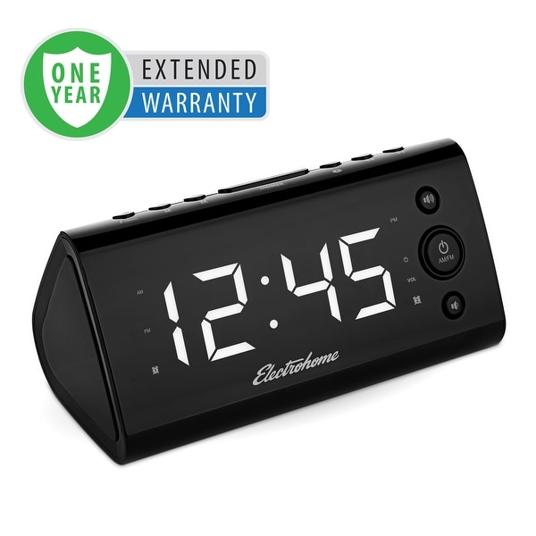 Electrohome USB Charging Alarm Clock Radio for Smartphones & Tablets with Dual Alarm - 1 Year Extended Warranty