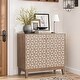preview thumbnail 1 of 9, Anmytek Farmhouse Geometric Storage Cabinet Rustic Weathered Wood 2 Doors and Adjustable Shelves Walnut