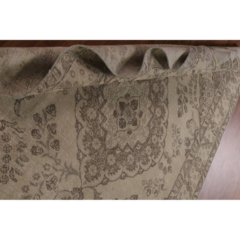 Traditional Distressed Tabriz Persian Vintage Rug Handmade Wool Carpet - 6'3" x 9'8"