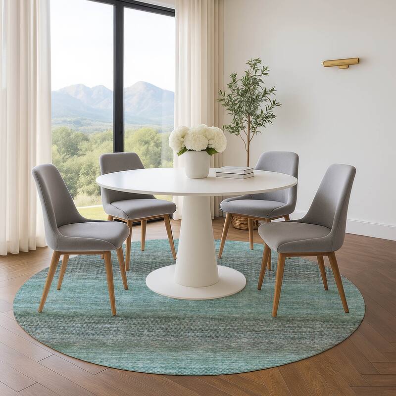 Premium Washable Super Soft Ombre Stripes Mayfield Rug - Teal - 8' x 8'