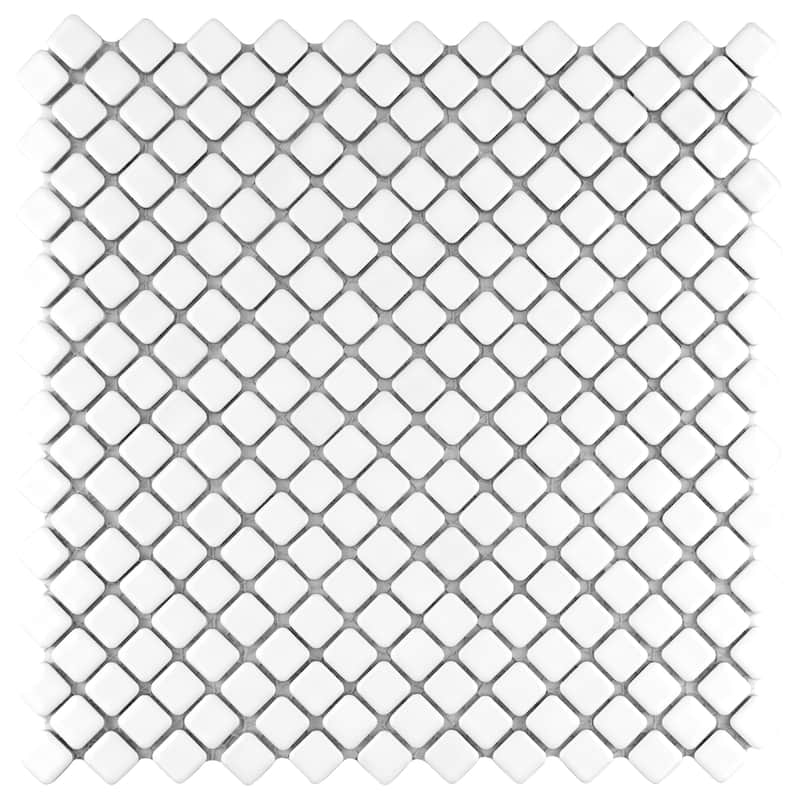 Merola Tile Hudson Diamond Glossy White 12-1/4" x 12-3/8" Porcelain Floor and Wall Tile