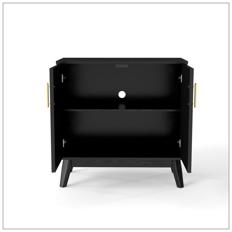 Mid Century Modern Fluted Sideboard Cabinet with Adjustable Shelves
