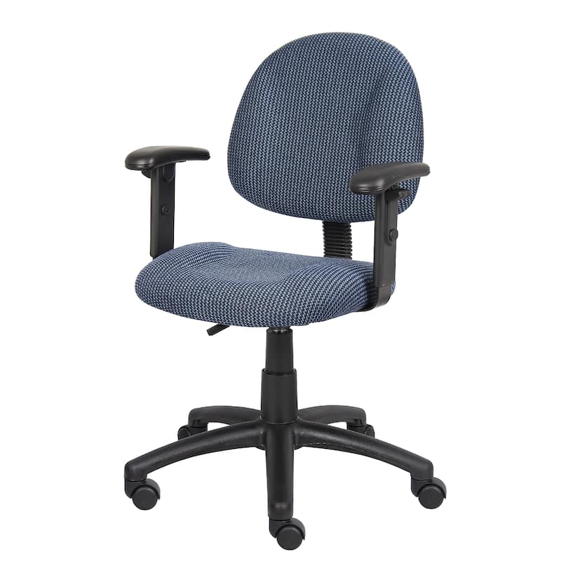 Jea Swivel Posture Chair, Adjustable Arms, Blue Tweed, Wheels