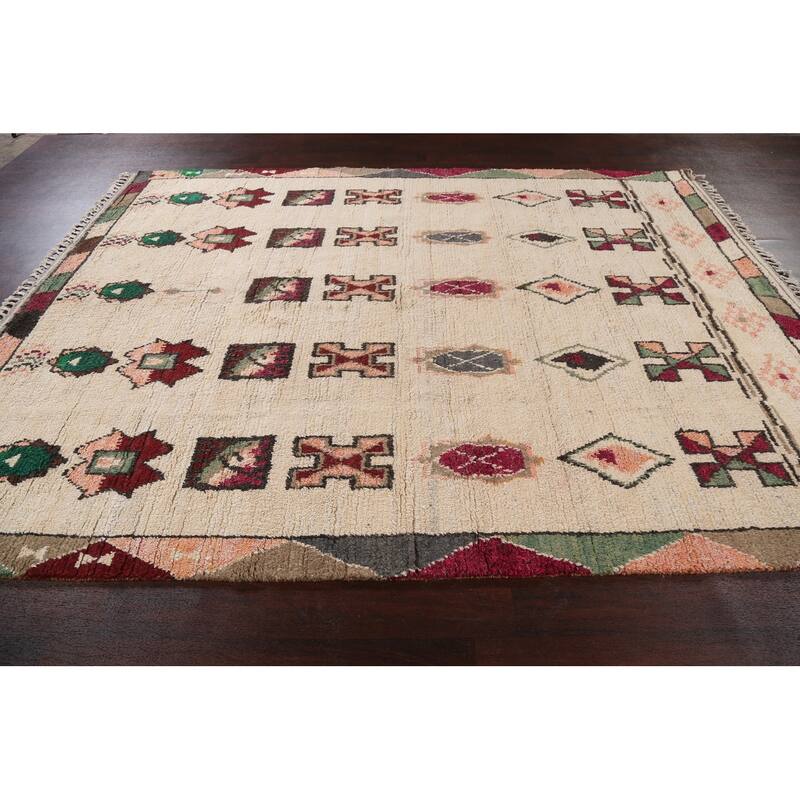 Tribal Oriental Moroccan Wool Area Rug Handknotted Dining Room Carpet