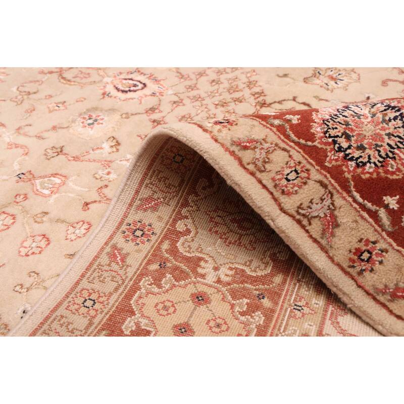 ECARPETGALLERY Hand-knotted Mirzapur Beige Silk, Wool Rug - 5'5 x 7'8