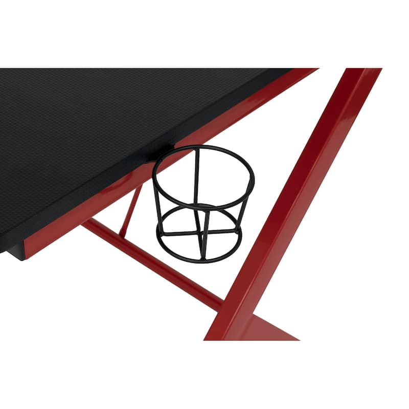 SD Gaming Quest Black and Red Gamer Desk with Charging Station