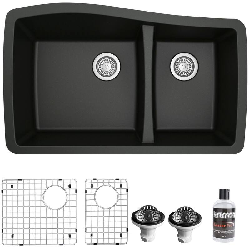 Karran USA QU-721-PK1 Quartz QU 33-1/2" Undermount Double Basin Quartz