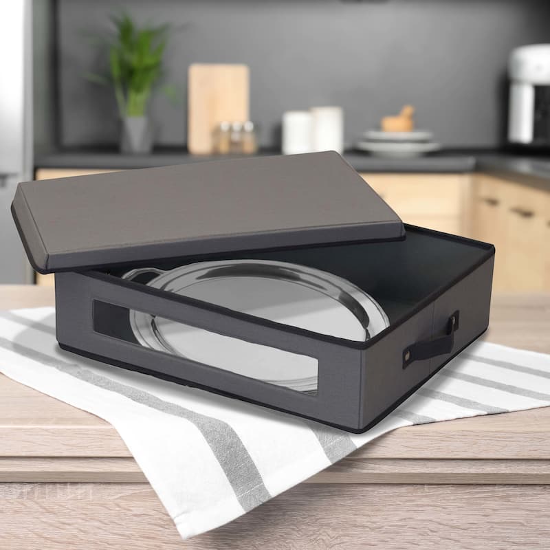 Household Essentials Platter Storage Chest - 14.5"L x 18.5"W x 5.0"H - Grey