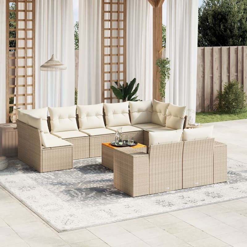 vidaXL Garden Sofa Set Black - Beige and cream Large  - form2
