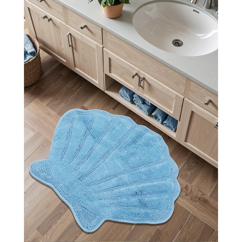 Better Trends Seashell Bath Rug 100% Cotton Absorbent Reversible Bathroom Mat Marilyn Collection