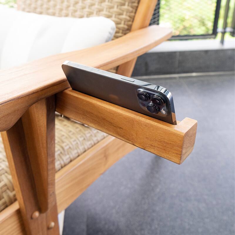 Cambridge Casual Camden Set of 5 Teak Outdoor Conversation Sets with Padded Woven Seats