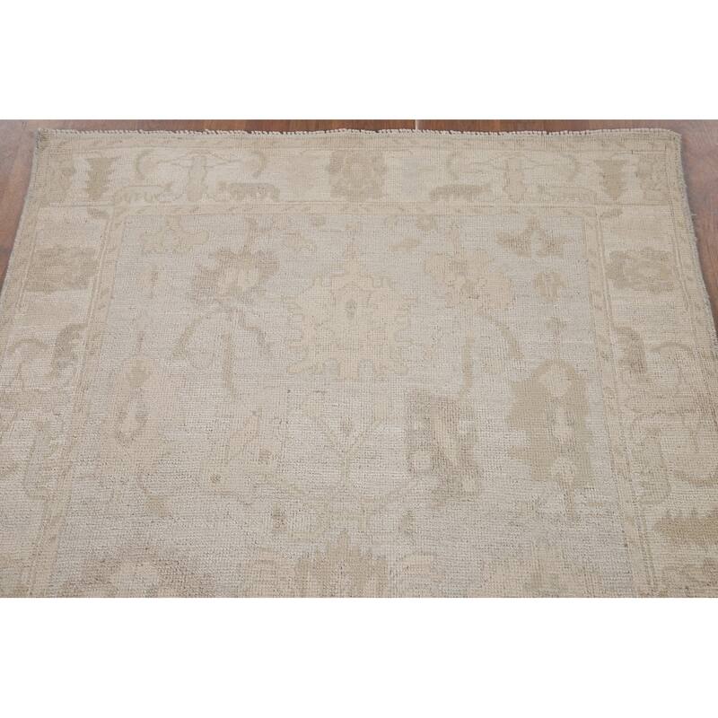 Hand Knotted Oriental 100% Wool Carpet Transitional All-Over Beige & Ivories Oushak Area Rug - 6' 1'' X 3' 9''
