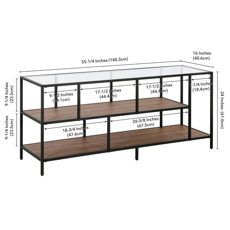 Winthrop Rectangular TV Stand with Metal Shelves for TV's up to 60"