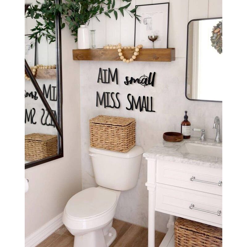 Aim Small Miss Small Metal Wall Art, Bathroom Sign