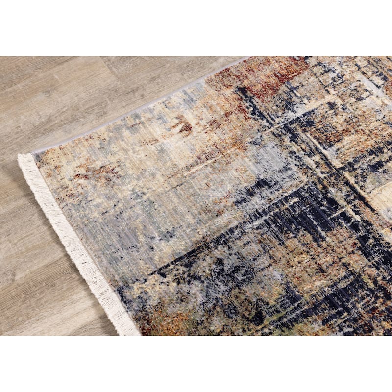 Sydney Collection - Red/Blue/Beige Distressed Patches Rug