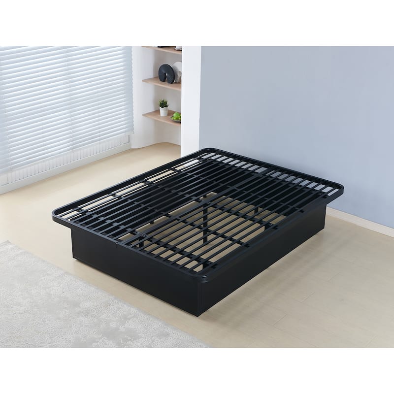 Queen/King-Size Metal Platform Bed Frame, 16-Inch Height, Black