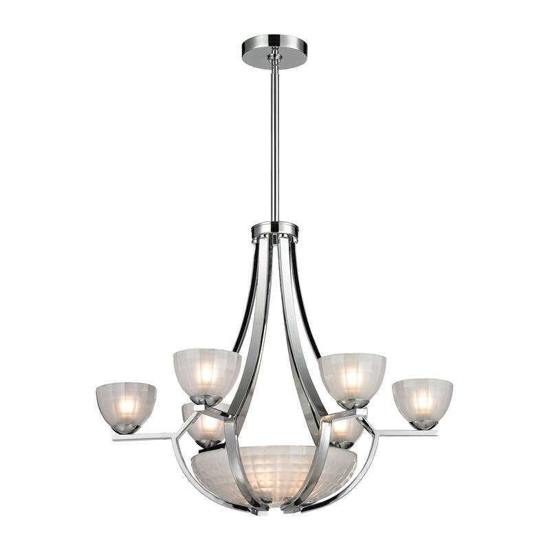 Sculptive 26-inch Wide 9-Light Chandelier in Polished Chrome