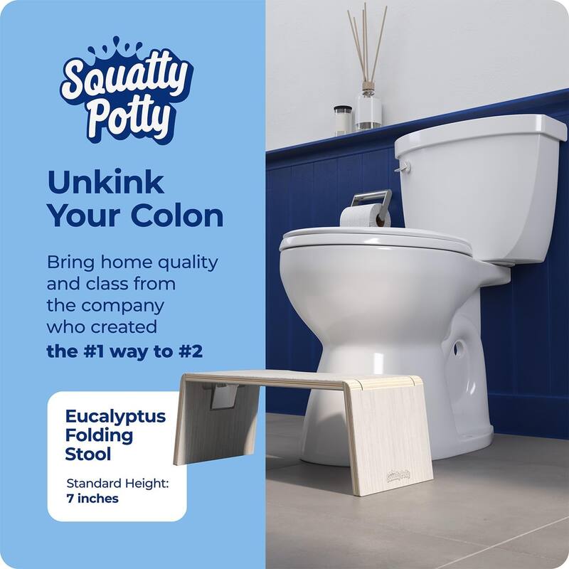 Squatty Potty Oslo Eucalyptus Folding Toilet Stool, Compact Stylish and Space-Saving Design for Better Bathroom Posture