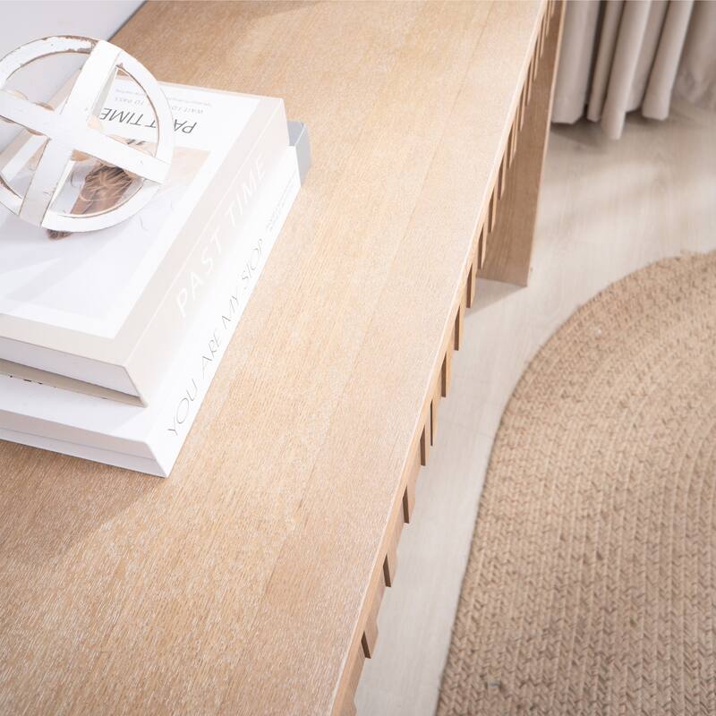 Modern Console Table with 4 Drawers, Narrow Hallway Entryway Table, Wood Sofa Table Accent Table