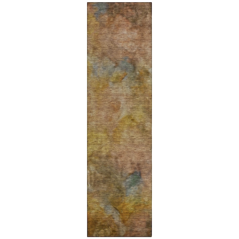 Machine Washable Indoor/ Outdoor Abstract Contemporary Chantille Rug