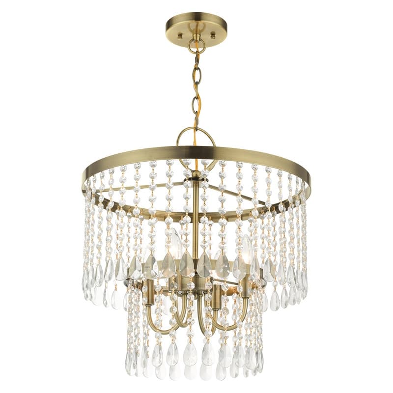 Livex Lighting 4-light Antique Brass Pendant Chandelier, 51064-01 - 18"DIA 19.5"H