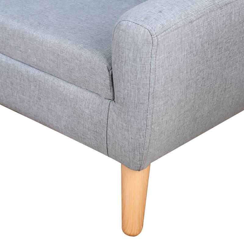 Qaba Kids Sofa Linen Fabric Wooden 2 Seat Armrest Children Chair Cozy