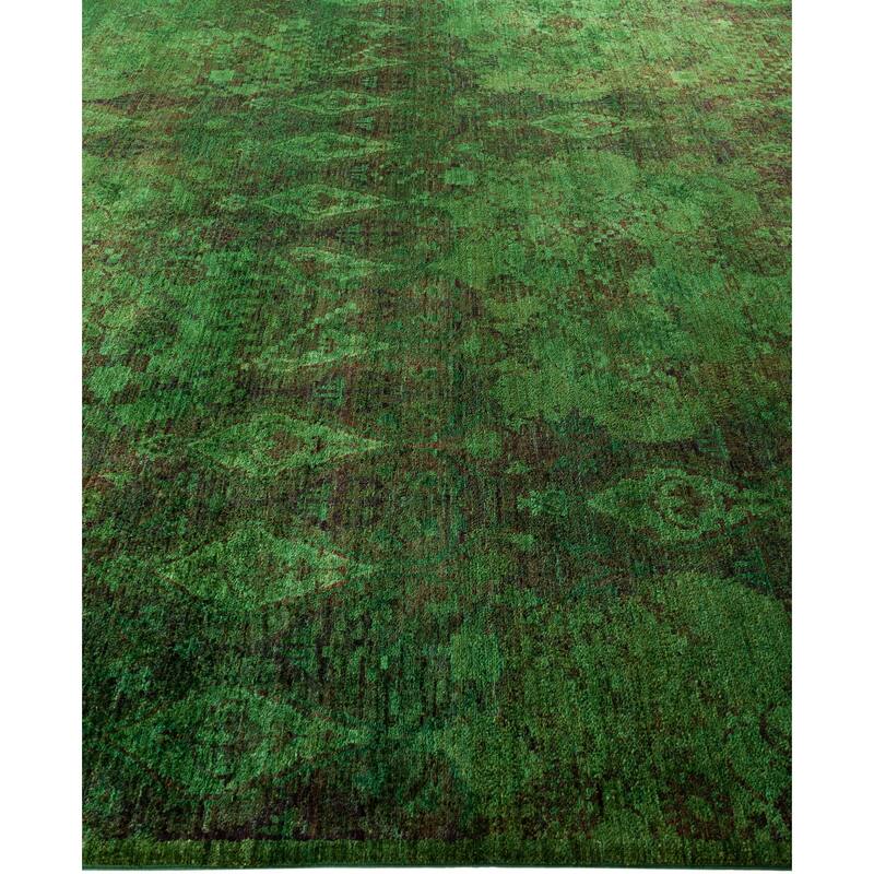 Overdyed One-of-a-Kind Hand-Knotted Square Area Rug - Green - 12' 1" x 12' 2"