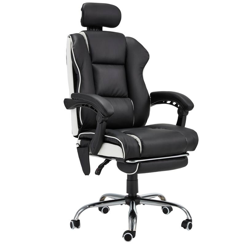 EROMMY Ergonomic Gaming Chair with Adjustable Footrest, Reclining Backrest and Massage, Heated Office Chair