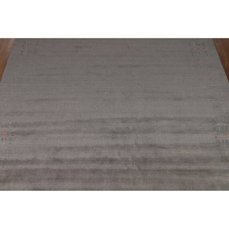 Hand Knotted Oriental 100% Wool Carpet Tribal Tribal Greys & Charcoal Gabbeh Area Rug - 12' 0'' X 9' 1''