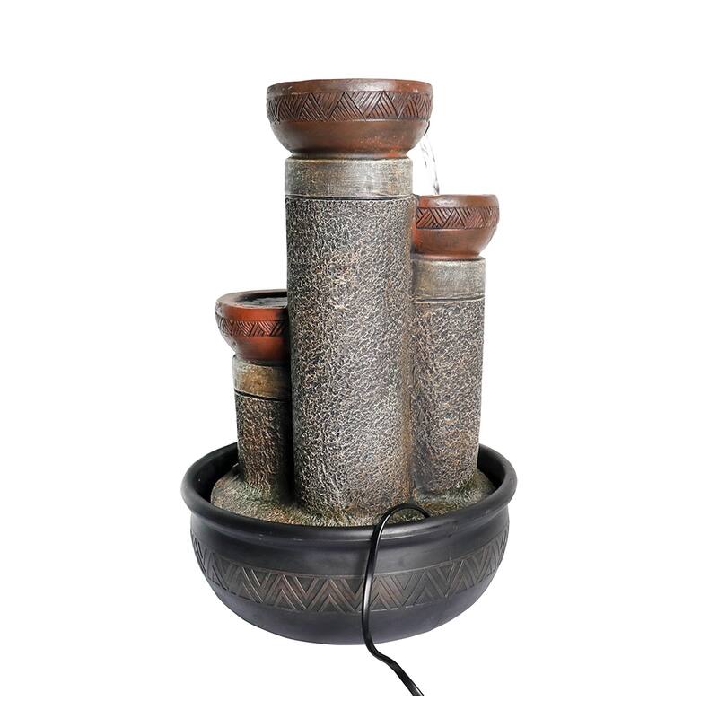 15.7-inch Desktop Waterfall Fountain w/LED Light for Home Office Decor