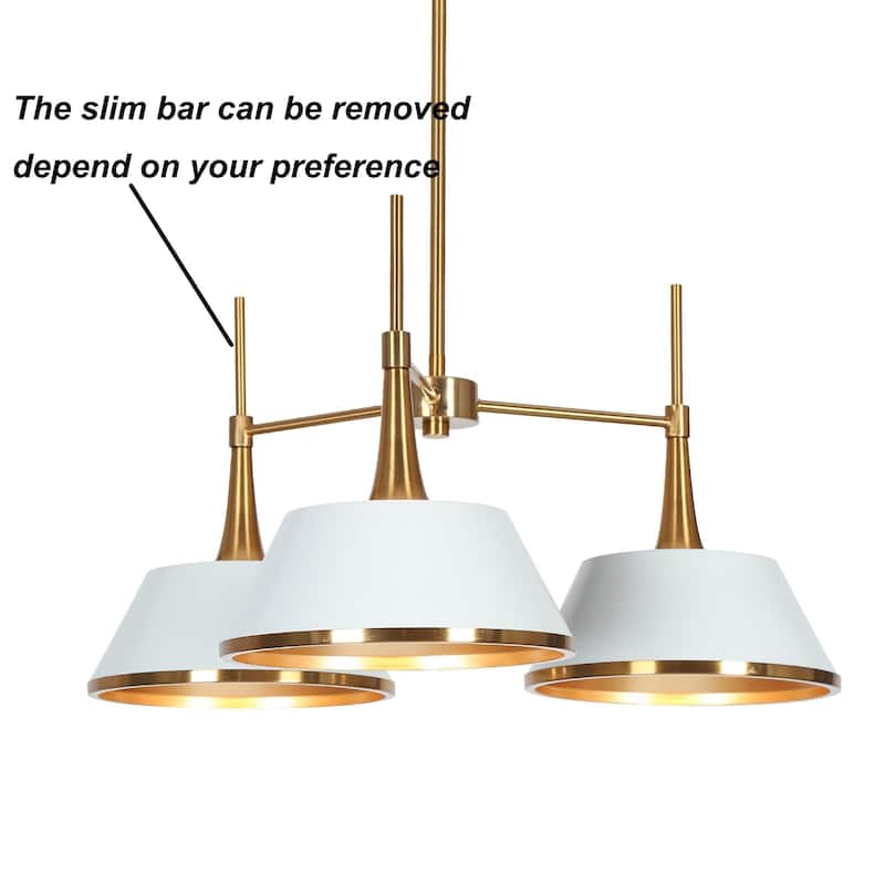 Nisa Modern 3-Light Gold Chandelier Wheel Pendant Lights for Dining Room - D23"*H12"