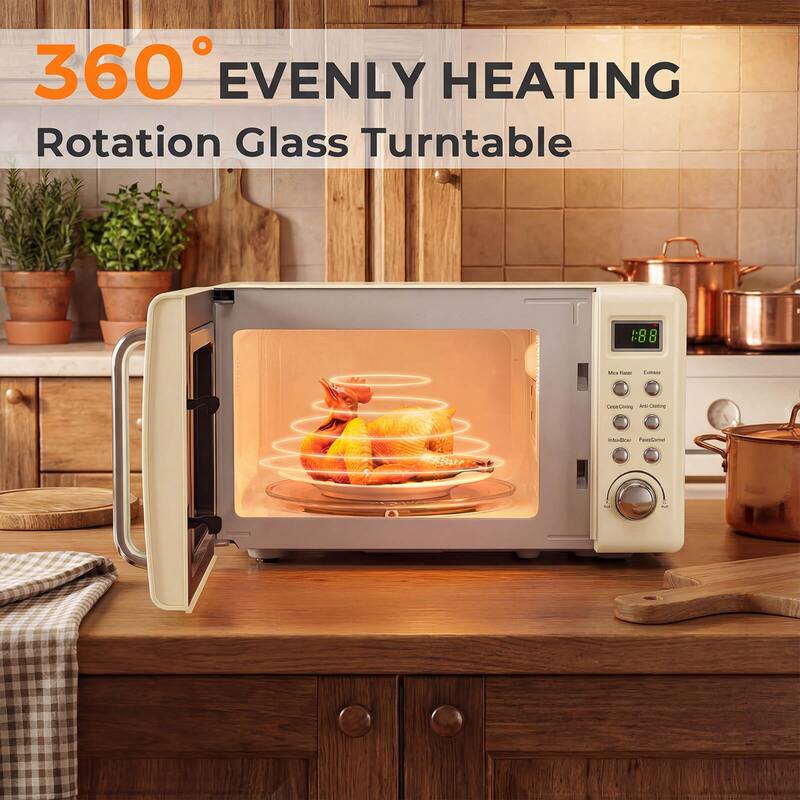 Costway 0.7Cu.ft Retro Countertop Microwave Oven 700W LED Display - See details