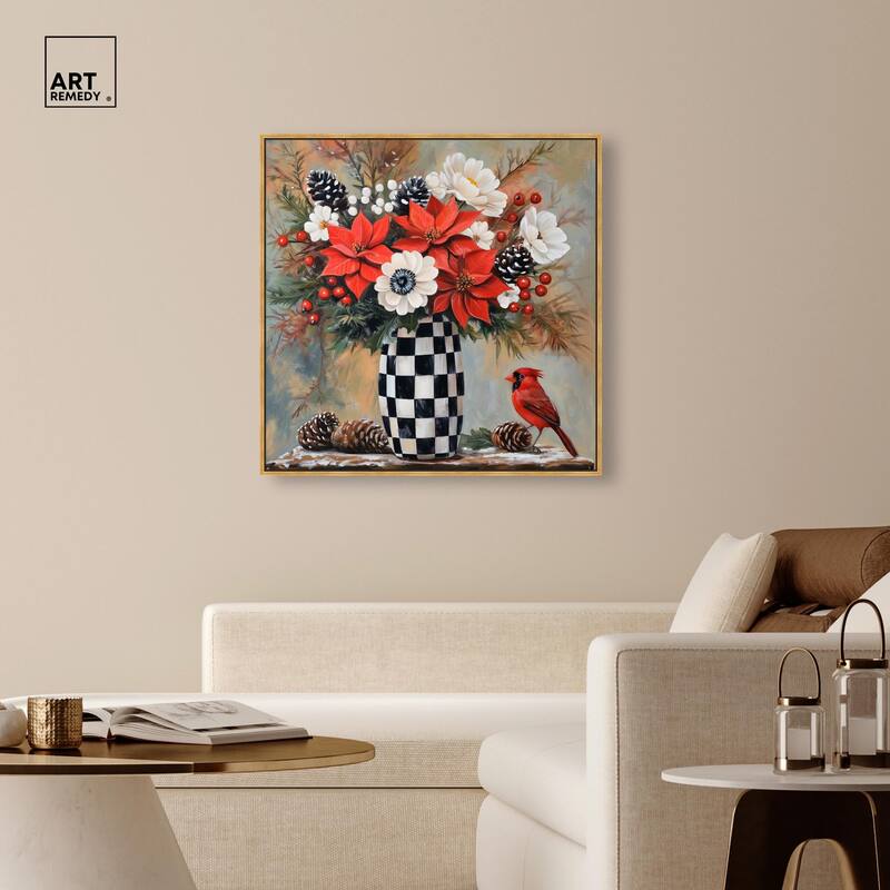 Checkerboard Vase Blooms II Canvas by Art Remedy