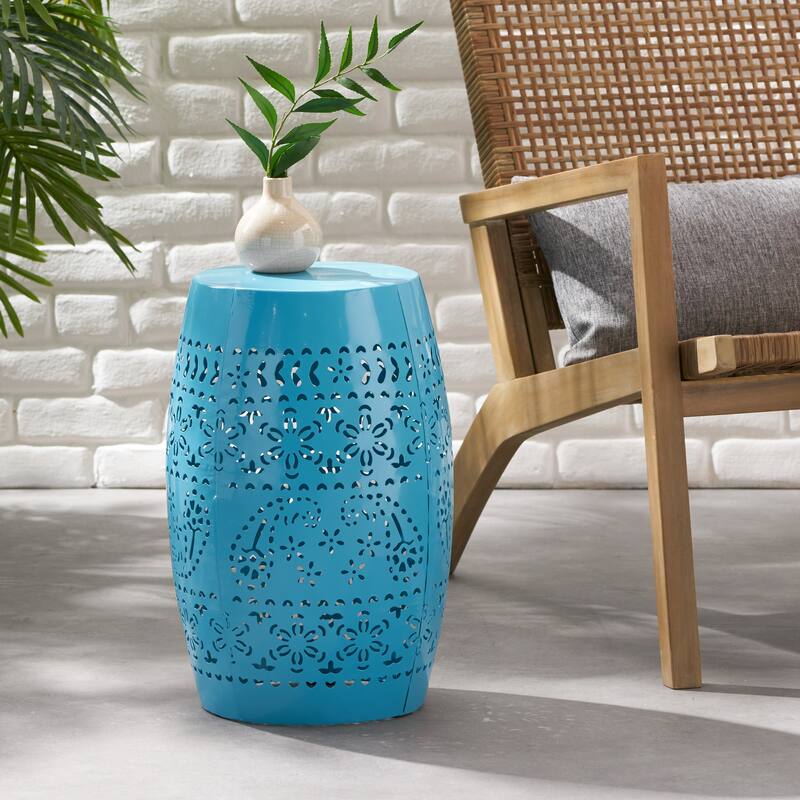 Side Table, Lace Cut Metal End Table for Outdoor & Indoor Use