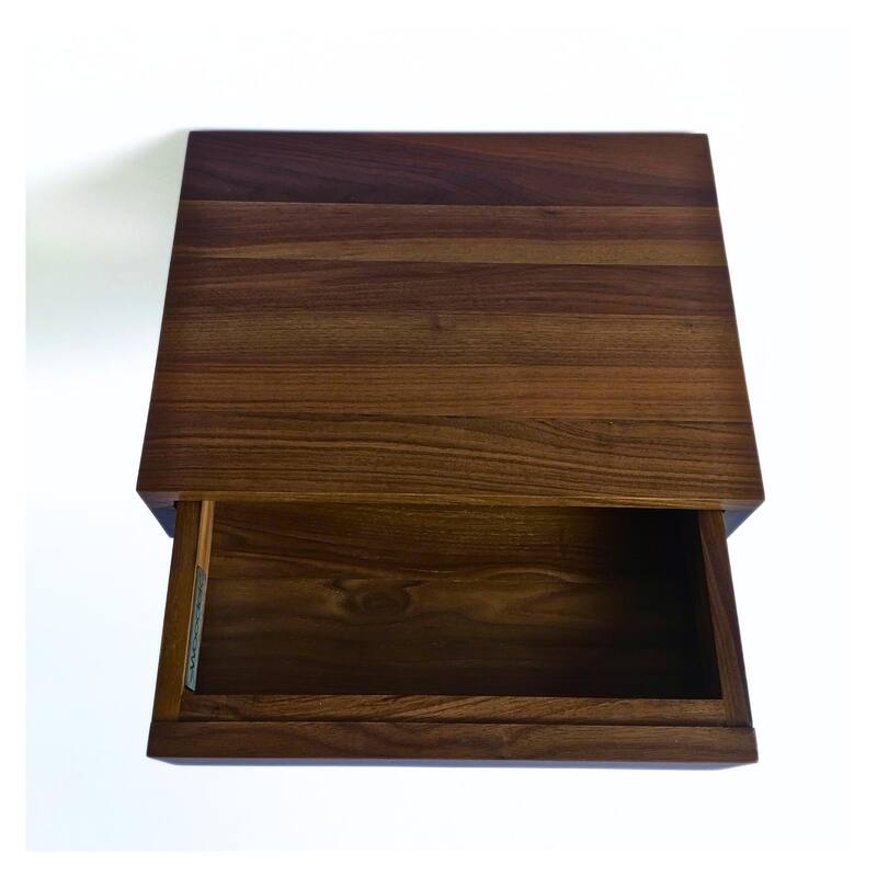 Bo - Walnut Hardwood Floating Nightstand Bedside Table - Small Bedroom Nightstand