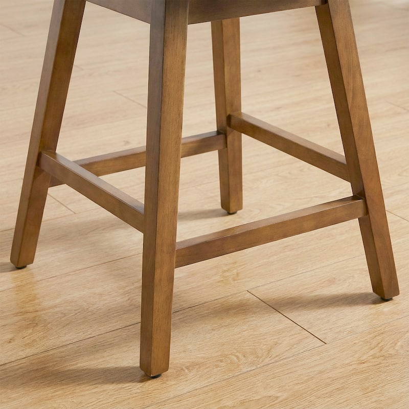 26 Inch Upholstered Swivel Counter Height Bar Stools with Back and Solid Wood Frame - 37.8"H x 20.9"W x 21.3"D