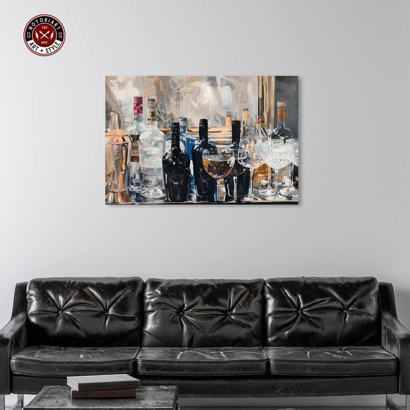 Notoriart Countertop Drinks Gallery Wrapped Bar Cart Art For Men