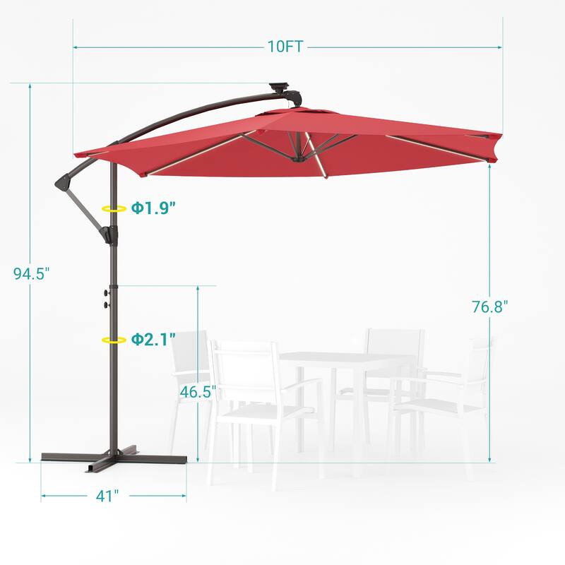 Sonkuki Outdoor 10FT LED lighted Patio Offset umbrella for Garden