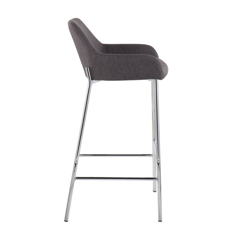 Silver Orchid Galotti Chrome Fixed-Height Upholstered Bar Stool - Set of 2
