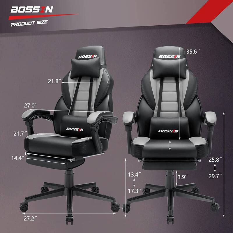 BOSSIN Racing Style Gaming Chair,400 lbs Big and Tall gamer chair High Back Computer Chair