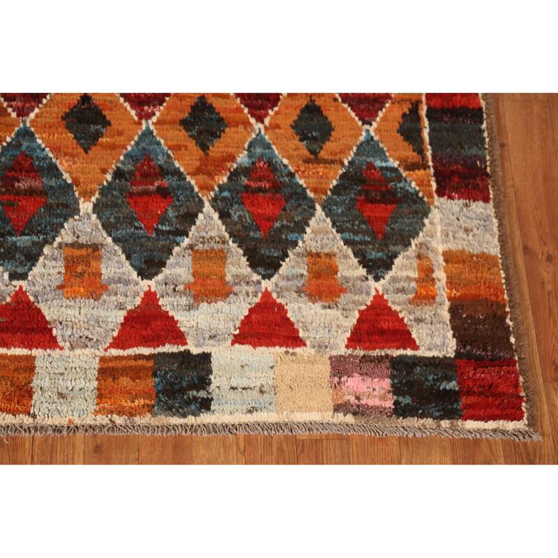 Trellis Geometric Moroccan Oriental Rug Handmade Wool Carpet - 5'0" x 6'4"