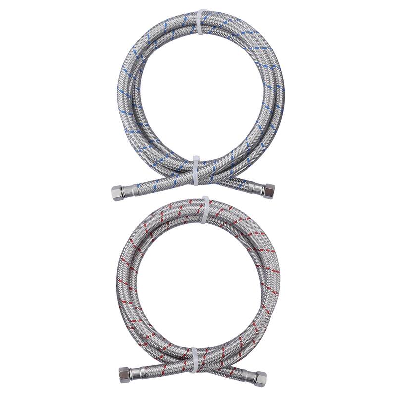 WOWOW 3/8 in. COMP x 3/8 in. COMP Stainless Steel Faucet Supply Lines - Stainless Steel - 12-inch